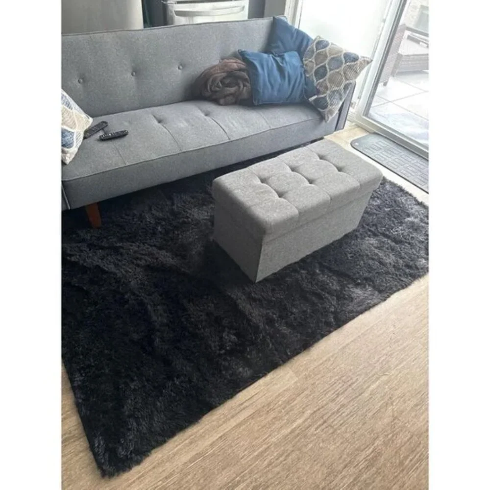 New 5x7 Black Fluffy Area Rug, Super Soft High Pile Shag Carpet for Home & Room